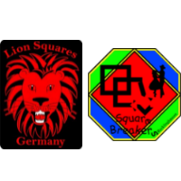 Links das Badge der Lion Squares, rechts das der Square Breakers