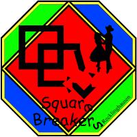 achteckiges Badge der Square Breakers in den Farben Grün, Rot und Blau